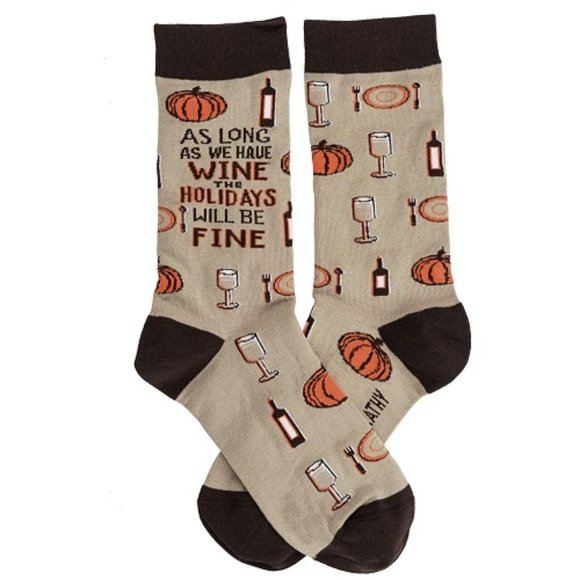 Socks - As Long As We Have Wine for the Holidays - One Size Fits Most - Picture 1 of 3